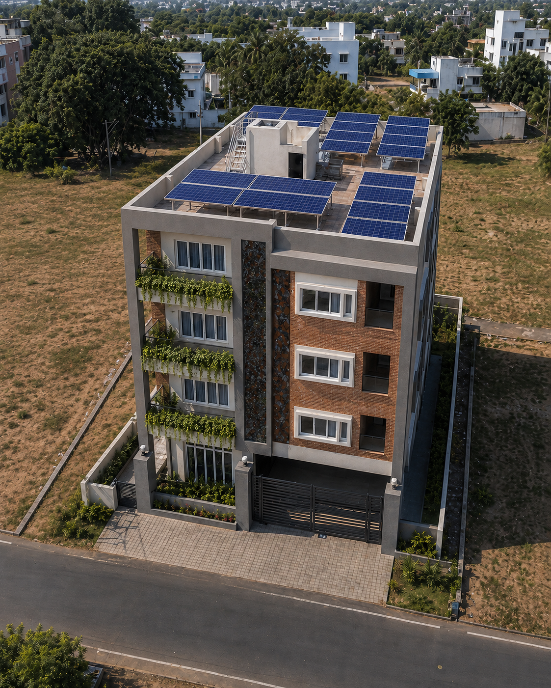 Full rooftop covered with solar panels
